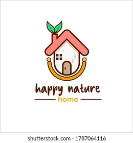 home nature icon. leaf, smile, home. simple icon designs. 