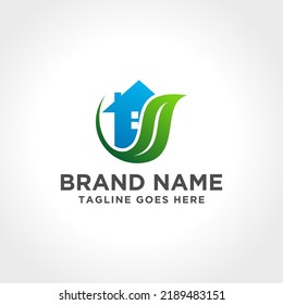 home nature leaf logo vector template