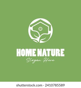 Home nature leaf logo vector icon illustration template design