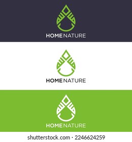 Home nature Logo designs Template. house combined with leaf.