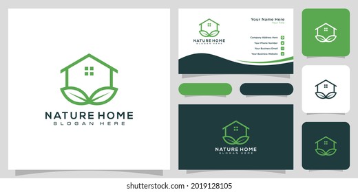 home nature logo vector design and business card
