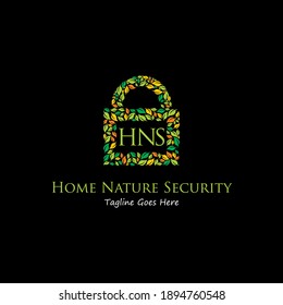 Home nature security illustration. Leaf and lock green icon.
