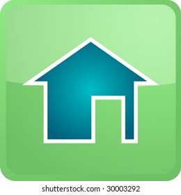 botón brillante del icono de navegación residencial, forma cuadrada