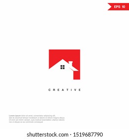 Home negative space Logo icon. Premium Line Alphabet Monochrome Monogram emblem. Vector graphic design template element. Graphic Symbol for Corporate Business Identity. 