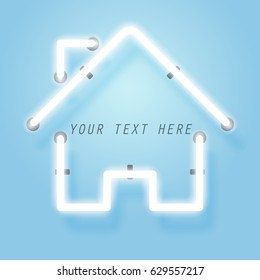 Home neon, frame template and copy space, vector art and illustration.