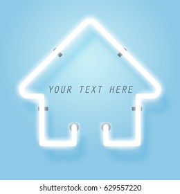 Home neon, frame template and copy space, vector art and illustration.