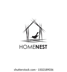 Home nest logo design vector template