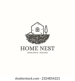 Home Nest nature organic house logo vector icon, sign, symbol illustration