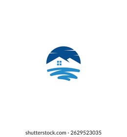 Home nestled by water and mountains