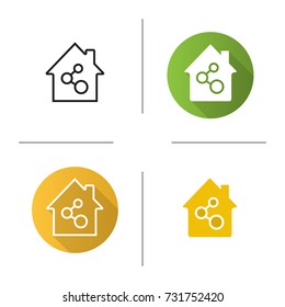 Home network connection icon. Flat design, linear and glyph color styles. Internet providing. Isolated vector illustrations