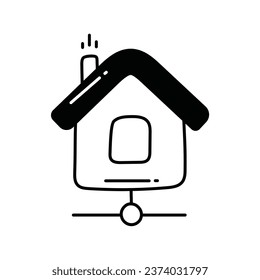 Dibujo de diseño de iconos de doodle de red doméstica. Símbolo de ciencia y tecnología sobre fondo blanco archivo EPS 10