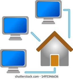 Home network group. Vector icon.