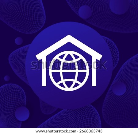 home network icon with house and globe, vector design