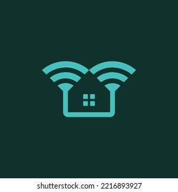 home network logo. house signal logo. property Wi-Fi monogram