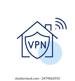 Red doméstica, blindaje VPN y wi-fi. Conexión segura a Internet. Icono de trazo perfecto y editable