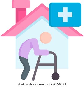 Home Nursing Icon Flat Vector Illustration