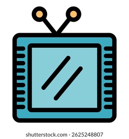 Home nursing tv icon. Outline home nursing tv vector icon color flat isolated