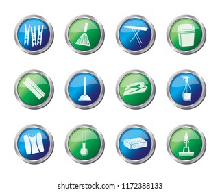 Home objects and tools icons over colored background - vector icon set