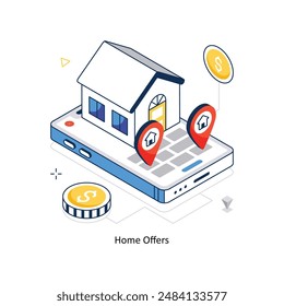 Home Offers concept vector isometric style stock illustration. EPS file