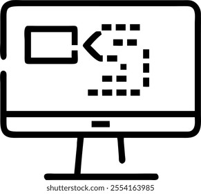 Home office with abstract holographic coding interface on a desktop computer concept as Camera movement Pan across the desktop screen with a holographic coding interface. Scene Glo