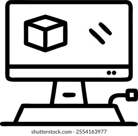 Home office with abstract holographic gaming interface on a desktop computer concept as Camera movement Pan across the desktop screen with a holographic gaming interface. Scene Glo