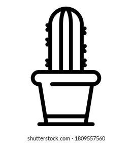 Home office cactus pot icon. Outline home office cactus pot vector icon for web design isolated on white background