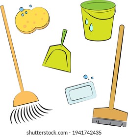 Home and office cleaning icon set