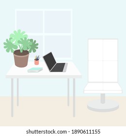ilustración vectorial coloreada en la oficina del hogar