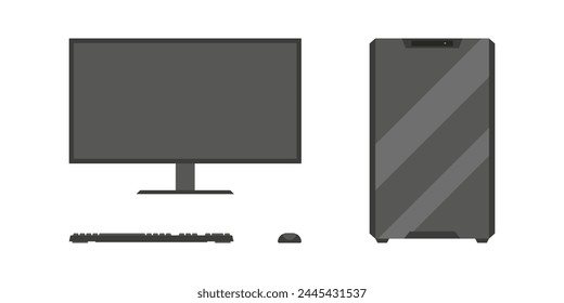 A home or office computer. A set of a system unit, a monitor, a keyboard and a mouse.