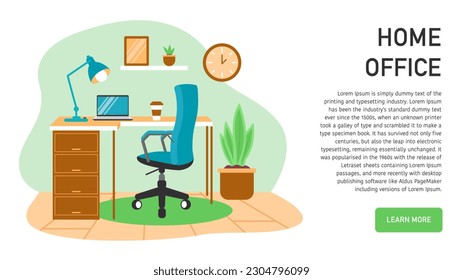 Home office concept. Cute vector illustration in flat style
