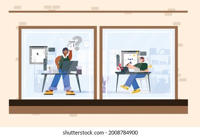 home office concept graphic vector illustration