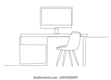 Home office concept one-line drawing