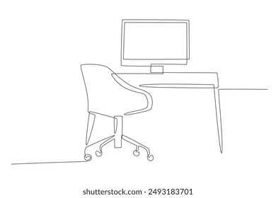 Home office concept one-line drawing