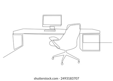 Home office concept one-line drawing