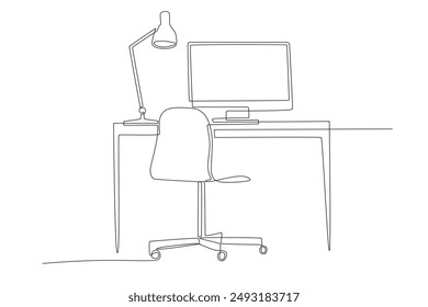 Home office concept one-line drawing