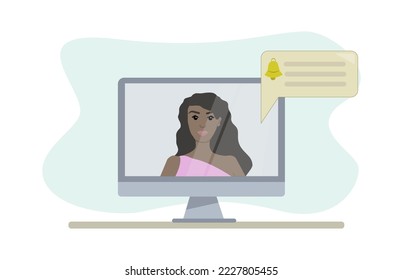 Home office concept. Online meeting with colleagues or friends. Vector illustration.