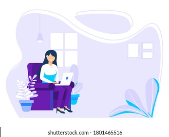 Home Office Concept Woman Working Home Stock Vector (Royalty Free ...