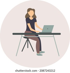 Home office in covid- 19 crisis. Freelance. Modern woman working use computer. Employee at innovative workplace.