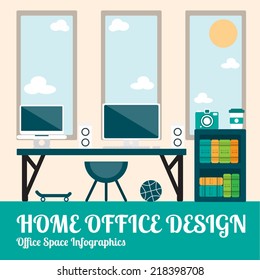 Home Office Design,Vector Infographic Elements