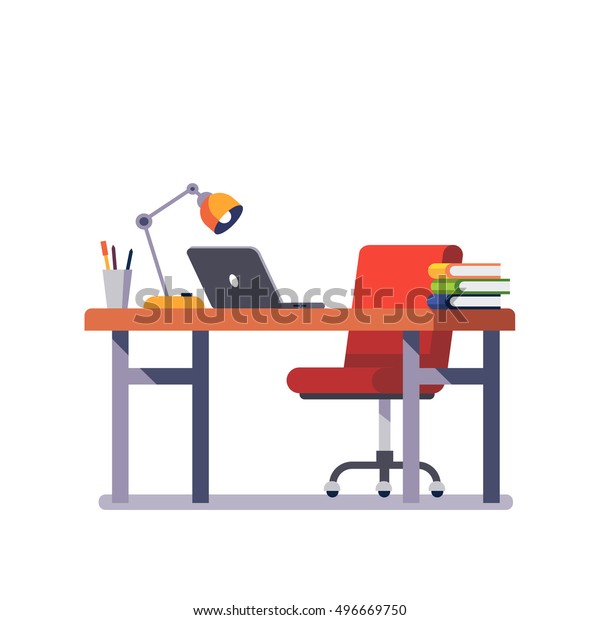 Home Office Desk Casters Chair Laptop Stock Vector Royalty Free