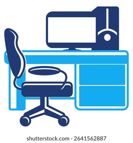 Home Office Desk icon represented by Home Office Desk Dualtone style.