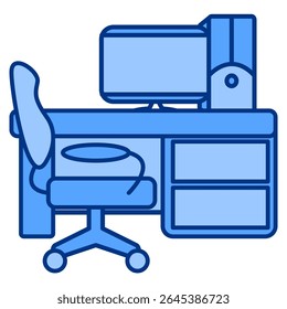 Home Office Desk icon represented by Home Office Desk Blue style.