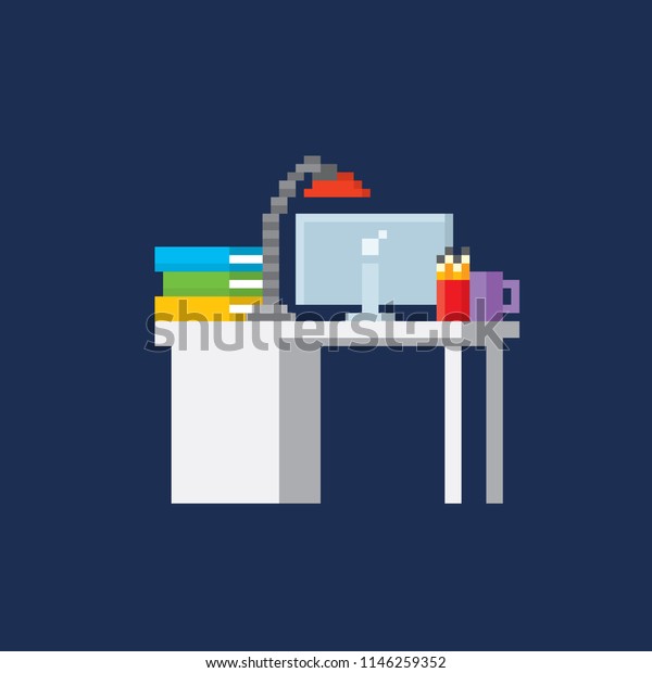 Home Office Desk Laptop Computer Some Stock Vector Royalty Free