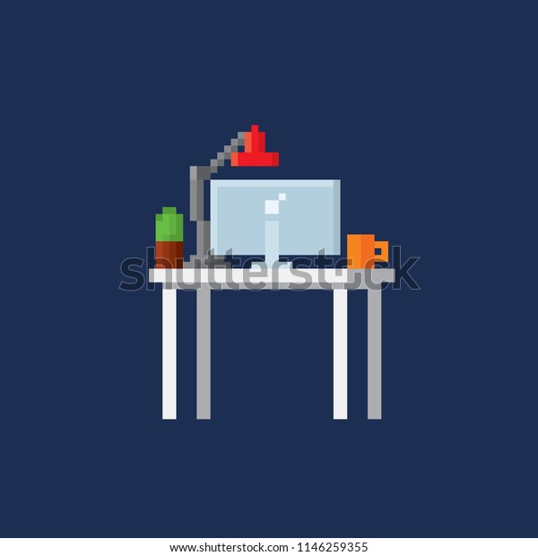 Home Office Desk Laptop Computer Some Stock Vector Royalty Free