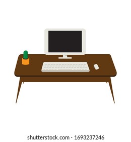 Ilustración de vectores de iconos planos de configuración de escritorio en el hogar