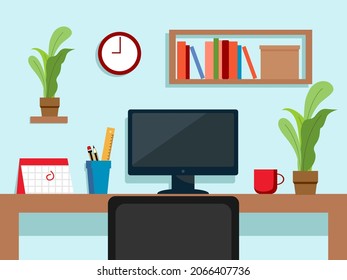 home office desk. simple design. eps vector