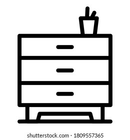 Home office drawer icon. Outline home office drawer vector icon for web design isolated on white background