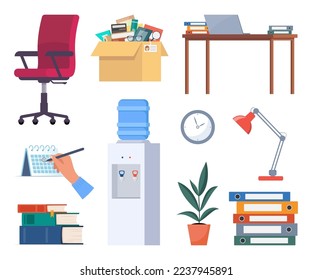 Home office elements and equipment's with pc computer laptop with some paper pile file and folders and coffee mug and plants