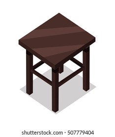 Home and office furniture in isometric projection. Stool vector. Comfortable furniture illustration for stores ad, app icons, infographics, logo, web and games environment design. Isolated on white 