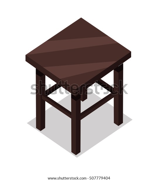 Home Office Furniture Isometric Projection Stool Stock Vector